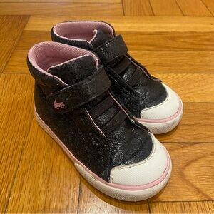 See Kai Run Drew Hightop Toddler Sneaker | Size 7 | Black Shimmer and Pink